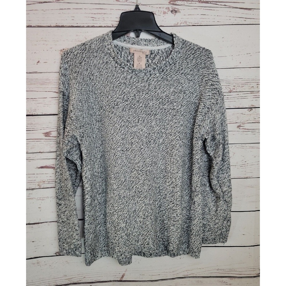 Philosophy Raglan Sweater Dreamy Ivory Black Knit Long Sleeve Pullover Size XL